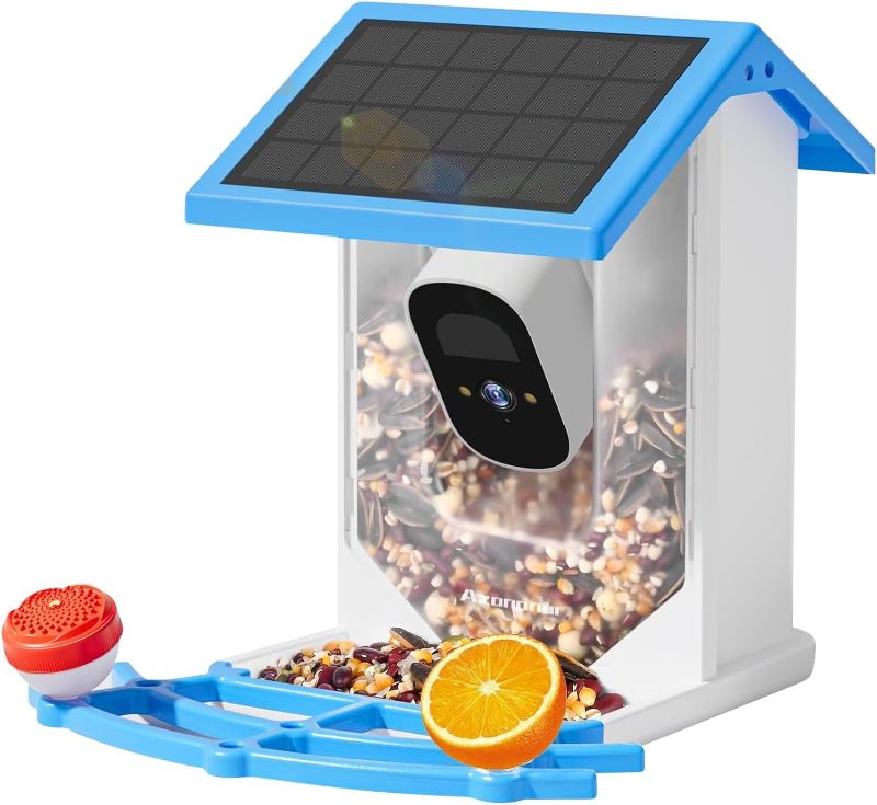 Photo 1 of Azonanor Smart Bird Feeder with Camera Solar Powered - 4K High Resolution AI Camera for Beautiful Close-up Shots and a Unique Bird Watching Experience, Ideal Gift for Bird Lovers 