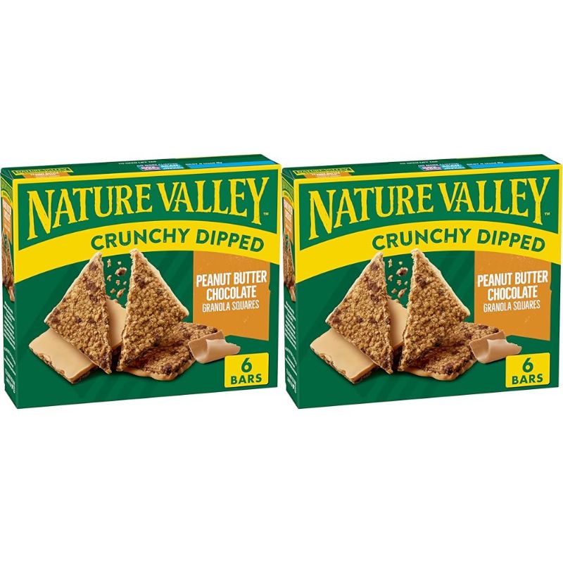 Photo 1 of Nature Valley Crunchy Dipped Granola Squares, Peanut Butter Chocolate, 6 ct (Pack of 2) Peanut Butter Chocolate 6 Count (Pack of 2) - BBD 05 MAY 2024