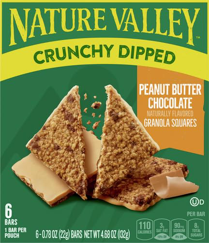 Photo 1 of Nature Valley Crunchy Dipped Granola Squares, Peanut Butter Chocolate, 6 ct (Pack of 1) Peanut Butter Chocolate 6 Count (Pack of 1) - BBD 05 MAY 2024