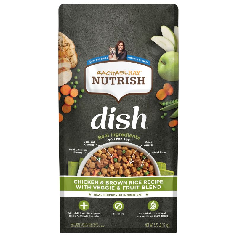 Photo 1 of Rachael Ray Nutrish Dish Premium Natural Dry Dog Food, Chicken & Brown Rice Recipe with Veggies & Fruit, 3.75 Pounds Chicken & Brown Rice 3.75 Pound (Pack of 1)- JUN 17 2024