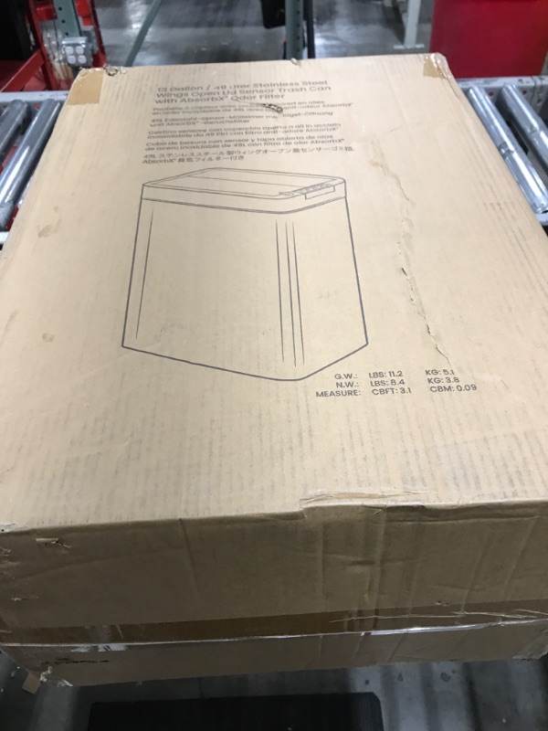 Photo 1 of 13 gallon stainless steel wings open lid sensor trash can 