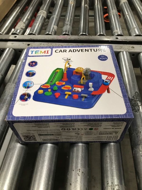 Photo 2 of TEMI Kids Race Track Toys for Boy Car Adventure Toy for 3 4 5 6 7 Years Old Boys Girls, Puzzle Rail Car, City Rescue Playsets Magnet Toys w/ 3 Mini Cars, Preschool Educational Car Games Gift Toys BLUE