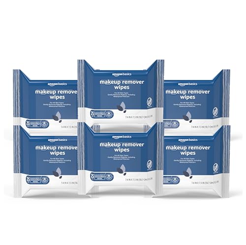 Photo 1 of Amazon Basics Make up Remover Wipes, Original, 150 Count (6 Packs of 25)