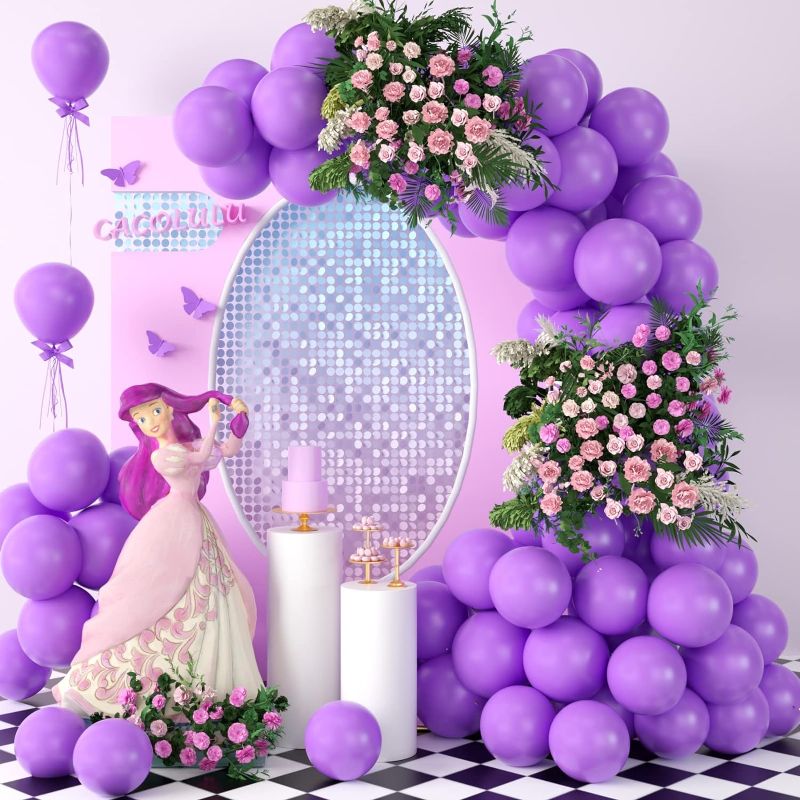 Photo 1 of Purple Balloons 12 inch - 89Pcs Latex Party Balloons Arch Latex Baloon Garland Kit for Wedding Graduation Baby Shower Birthday Party Decorations
