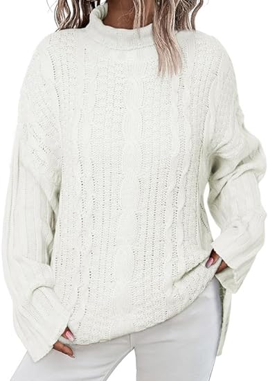 Photo 1 of Dokotoo Womens Winter Fall Fashion 2023 Oversized Turtleneck Cable Knit Side Split Sweaters - m 