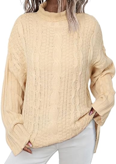 Photo 1 of Dokotoo Womens Winter Fall Fashion 2023 Oversized Turtleneck Cable Knit Side Split Sweaters - 2XL 