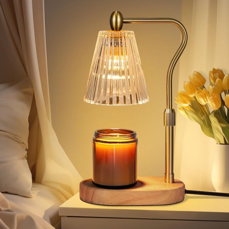 Photo 1 of Candle Warmer Lamp - Candle Warmer Lamp with Timer and Dimmer Adjustable Height,Electric Wax Melt Warmer with 2 Bulbs for Scented Jar Candles Home Decor Mother's Day Gifts
