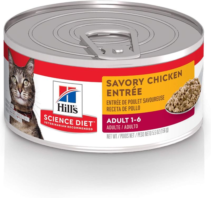 Photo 1 of Hill's Science Diet Adult 1-6, Adult 1-6 Premium Nutrition, Wet Cat Food, Chicken Minced, 5 oz Can, Case of 19
