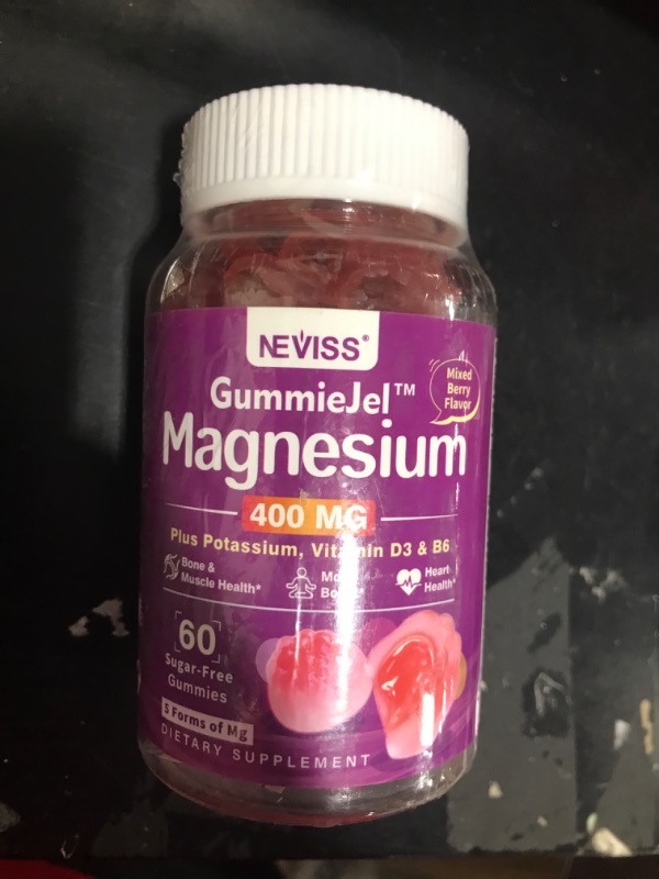 Photo 1 of Sugarfree Magnesium Filled Gummies 400Mg Of Magnesium Glycinate Malate Taurate Citrate Chloride Magnesium Potassium Supplement W/Vitamin D3 Zinc & Ashwagandha Supports Mood Energy Muscle 60Cts

