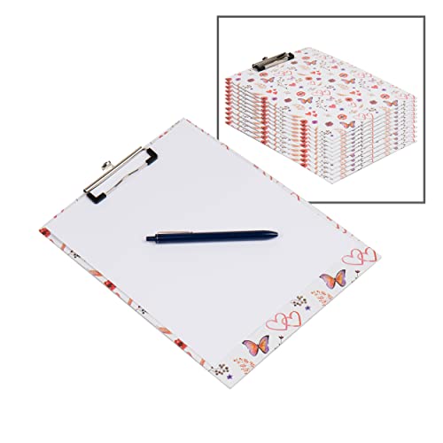 Photo 1 of Maison Sucasa Clipboard Set, Whimsical Hearts and Butterfly Design, Office, Set of 12, White
