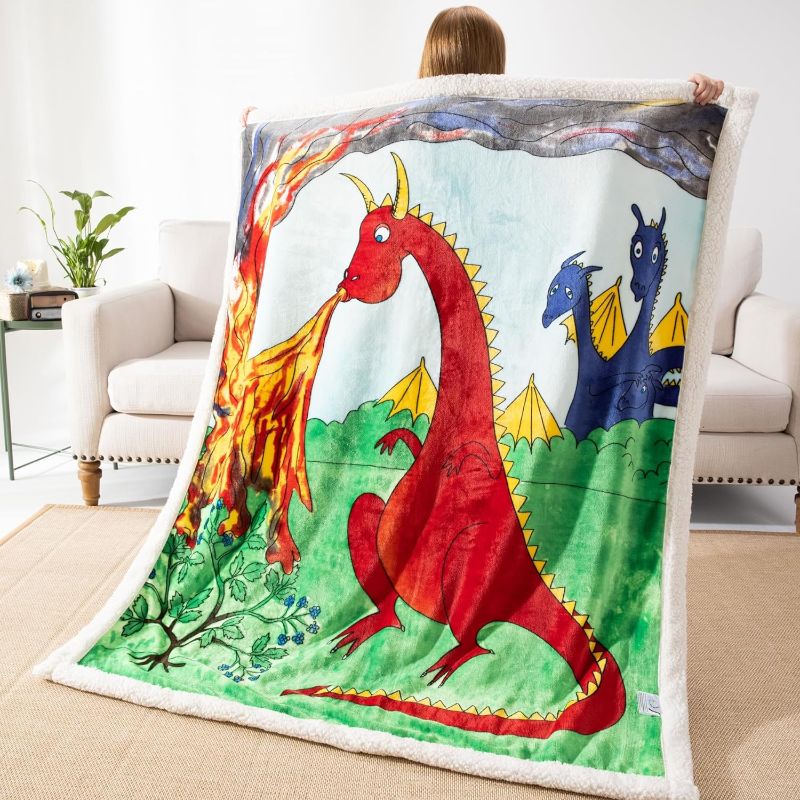 Photo 1 of COSUSKET Throw Blanket for Kids Sherpa 50×60 inches, Charizard Blankets, Super Soft Fuzzy Plush Flannel Blanket Boys Girls Gifts