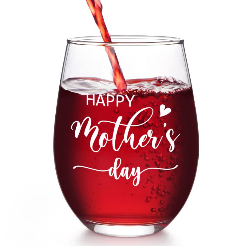 Photo 1 of Modwnfy Mothers Day Gifts, Funny Happy Mother’s Day Stemless Wine Glass, Gifts for Mom from Daughter Son Husband, Mothers Day Gifts for Mom Mother Mommy Mother in law Stepmom Grandma, 17 Oz Mom Gifts