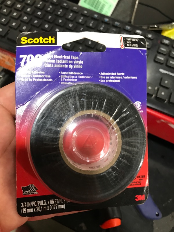 Photo 2 of 3M 03429NA 051131034297 Scotch Electrical Tape, 3/4-in, Black, 1-Roll, 3/4 in. by 66 ft Black 3/4 in. by 66 ft. 1-Pack