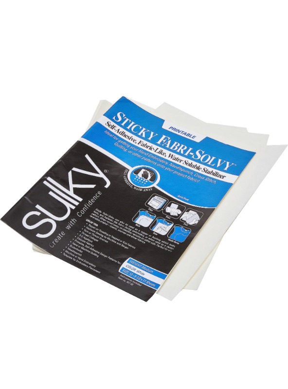 Photo 1 of Sulky Sticky Fabri-Solvy Stabilizer 12/Pkg-8.5"X11", 8.5" x 11" 12-Pack, White