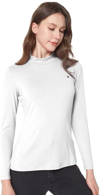 Photo 1 of SSLR Mock Turtleneck for Women Mock Neck Top Long Sleeve T Shirt Casual Basic Active Layer - s 
