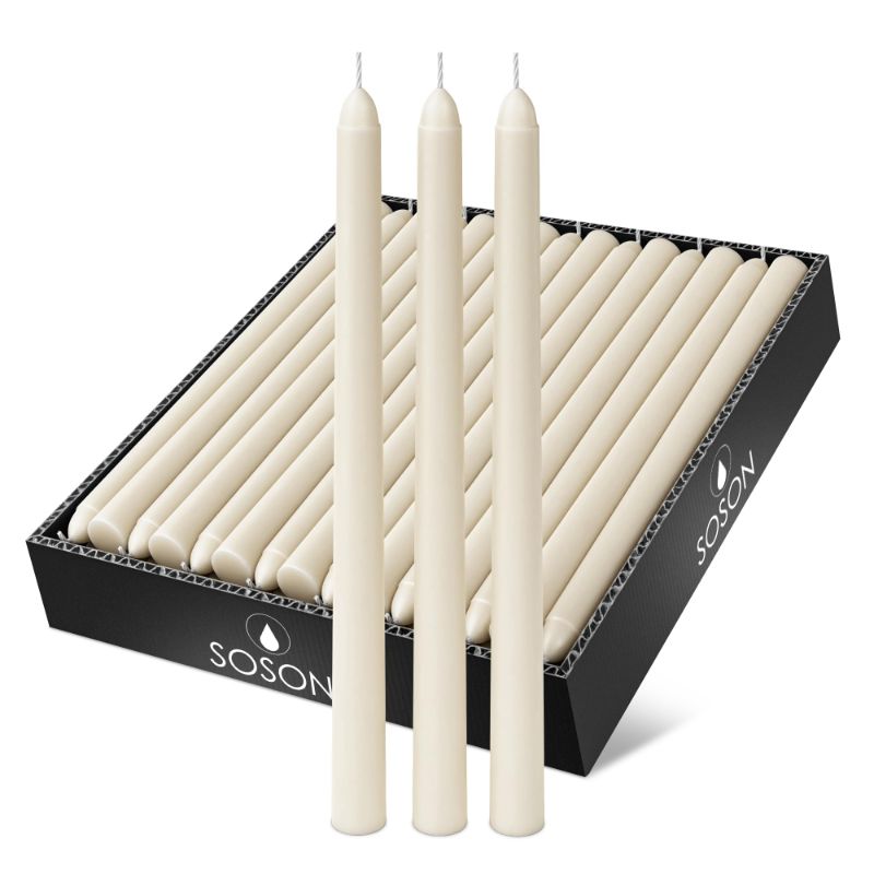 Photo 1 of Simply Soson 10 inch Ivory Taper Candles 30 Pack | Ivory Candlesticks | Candle Sticks Bulk | Tapered Candles | Dripless Taper Candles | Long Candles Tall Candlesticks | Dinner Candles | Candles Sticks Ivory 10 Inch - 30 pk