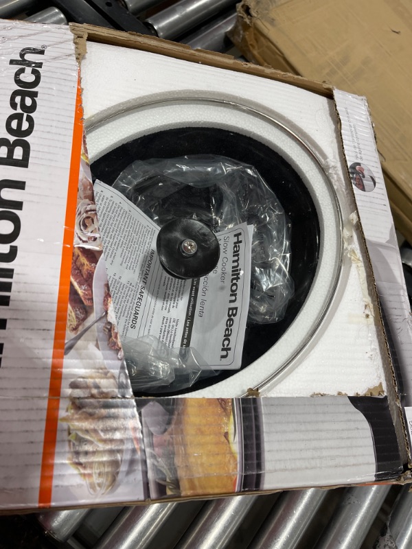 Photo 1 of Hamilton Beach 7-Quart Programmable Slow Cooker With Flexible Easy Programming, Dishwasher-Safe Crock & Lid, Silver (33473) & Travel Case & Carrier Insulated Bag (33002),Black