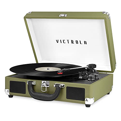 Photo 1 of Victrola - Journey Bluetooth Suitcase Record Player with 3-speed Turntable - Green Olive
