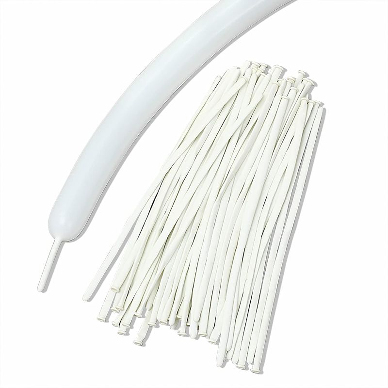 Photo 1 of 100 Pcs Long Balloons Twisting Balloons DIY 260 Latex Balloon Long Balloons for Birthday Wedding Decor, Party Decoration, Ties Balloons (White)
