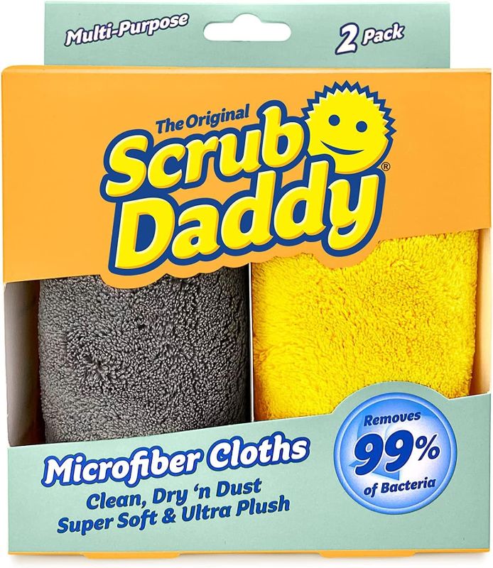 Photo 1 of Scrub Daddy Microfiber Cloths - All Purpose Super Soft & Ultra Plush Microfiber Towels - Contains Grey & Yellow Cleaning Rags (2 Pack)
