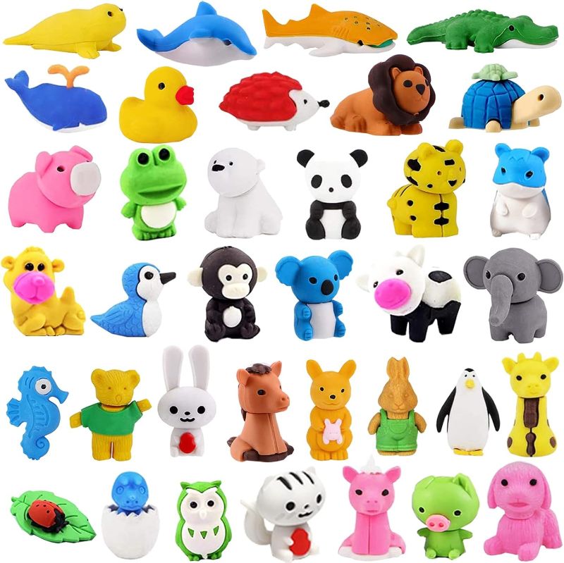 Photo 1 of 60Pcs Animal Erasers Kids Desk Pets Animal Pencil Erasers Puzzle Erasers Toy Mini Eraser Prize Bulk for Classroom Reward, Treasure Box, Easter Egg Filler, Party Favor, Goodie Bag Stuffer Gift
