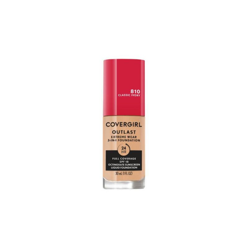 Photo 1 of CoverGirl Outlast Extreme Wear 3-in-1 Full Coverage Liquid Foundation, SPF 18 Sunscreen, Classic Ivory - 1 Oz | CVS
