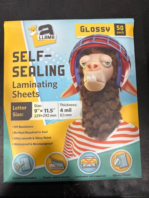 Photo 1 of Self Sealing Lamination Sheets, 9 x 11.5 Inches, 4 Mil Thick, Suited for Letter Size Self Adhesive Laminating Sheets 8.5 x 11, 50 Pack Letter Size, 50 PCs