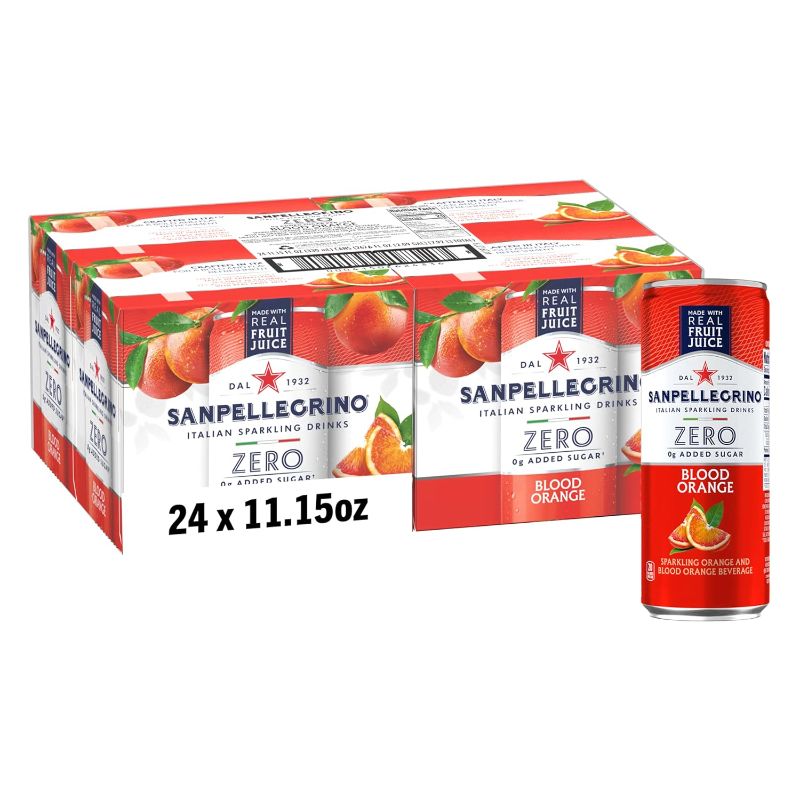 Photo 1 of Sanpellegrino Zero Grams Added Sugar Italian Sparkling Drinks, Sparkling Blood Orange Beverage, 24 Pack of 11.15 Fl Oz Cans
