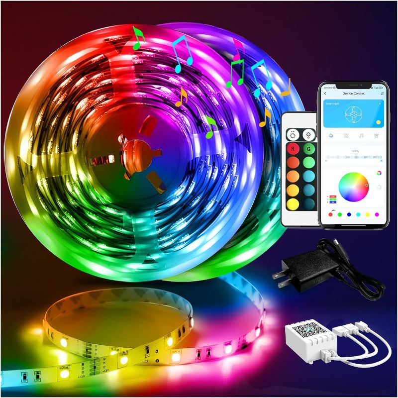 Photo 1 of DAYBETTER Led Strip Lights 100ft Smart with App Remote Control, 5050 RGB for Bedroom, Living Room, Home Decoration, Music Sync Color Changing for Room Party(2 Rolls of 50ft)
