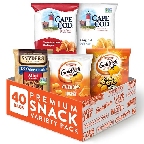 Photo 1 of EXP 06/29/2024 Goldfish Crackers, Snyder's of Hanover Pretzels, and Cape Cod Potato Chips Premium Snack Variety Pack for Adults and Kids, 40 Count
