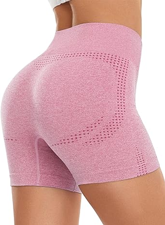 Photo 1 of AHLW Seamless Workout Shorts for Women High Waist Tummy Control Breathable Athletic Gym Running Shorts M
