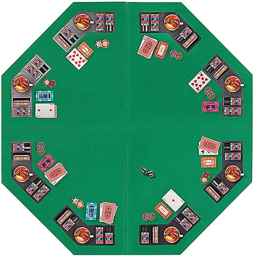 Photo 1 of VIVOHOME 48 Inch Foldable 8-Player Texas Poker Card Table Top Layout Portable Anti-Slip Rubber Board Game Mat with Cup Holders and Carrying Bag, Green
