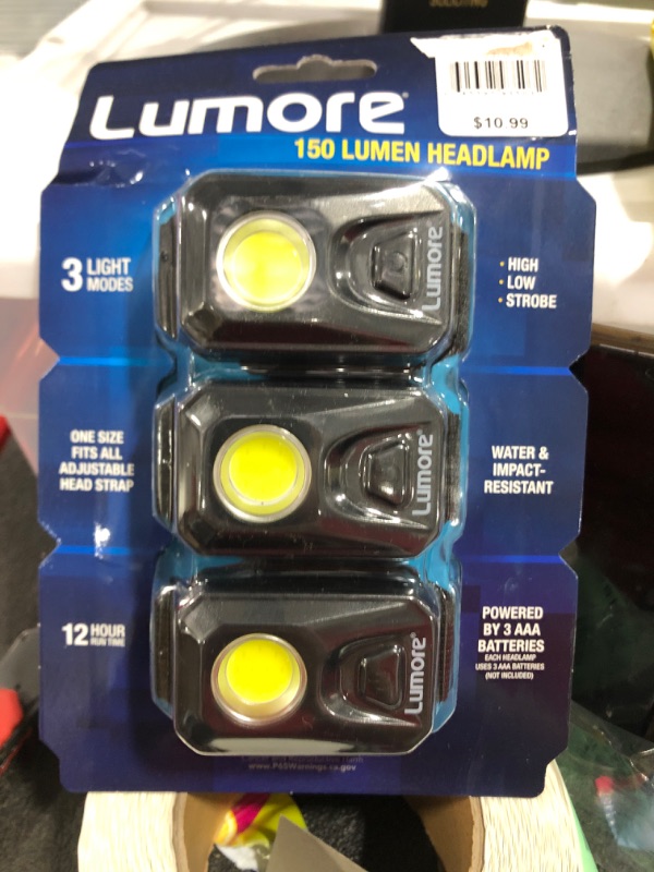 Photo 2 of Lumore 150 lumens Black LED COB Head Lamp AAA Battery