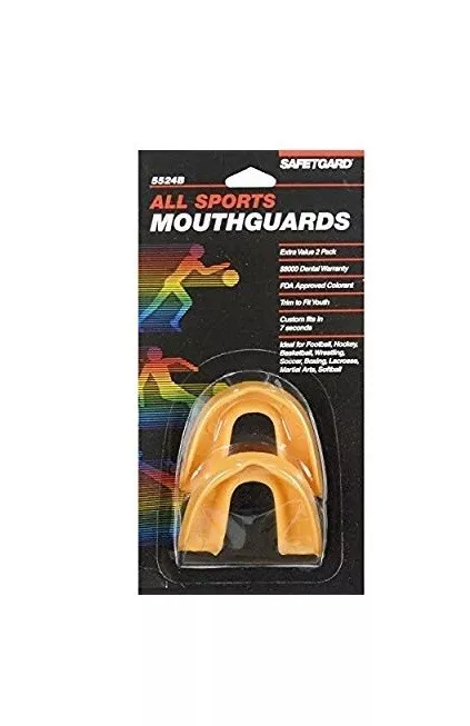 Photo 1 of 2 pack SAFEGUARD strapless mouth guard sports safety mouth guard teen / adult. 2 PACKS, COLOR VARIES. NOT TWO ORANGE GUARDS 
