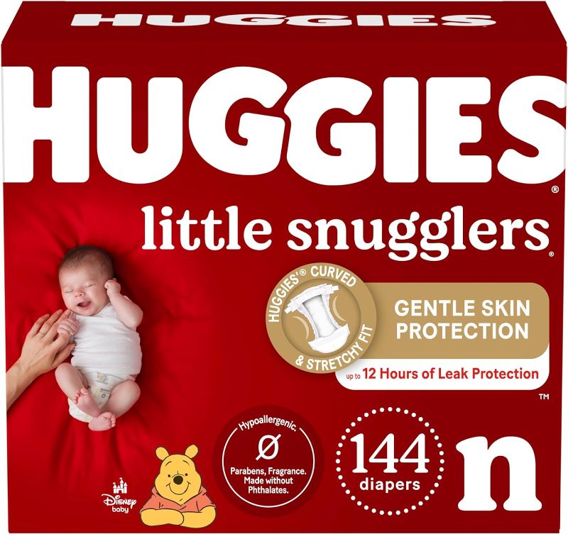 Photo 1 of Huggies Newborn Diapers, Little Snugglers Newborn Diapers, Size Newborn (up to 10 lbs), 144 Count
