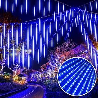Photo 1 of EEIEER Christmas Meteor Shower Lights, 32 inches 10 Tubes 720 LED Outdoor Cascading Falling Rain Light, UL Certified Christmas Snowfall Lights for Bushes Tree Holiday Party Decoration-Multicolor Multicolor 80CM