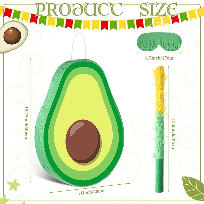 Photo 1 of Avocado Decorations Fruit with Stick Blindfold Confetti Mexican Cinco De Mayo Green for Children's Birthday Party 16 x 11 x 3 Inch Decoration (Fruit)