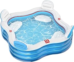 Photo 1 of QPAU Inflatable Swimming Pool,Full-Sized Blow Up Pool with Seats and Backrests, Kiddie Pool for Outdoor & Backyard, Children & Adults, for Family Fun (Sky Blue)