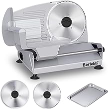 Photo 1 of Meat Slicer, 200W Electric Food Slicer with 2 Removable 7.5" Stainless Steel Blades and Stainless Steel Tray, Child Lock Protection, Adjustable Thickness, Food Slicer Machine for Meat Cheese Bread