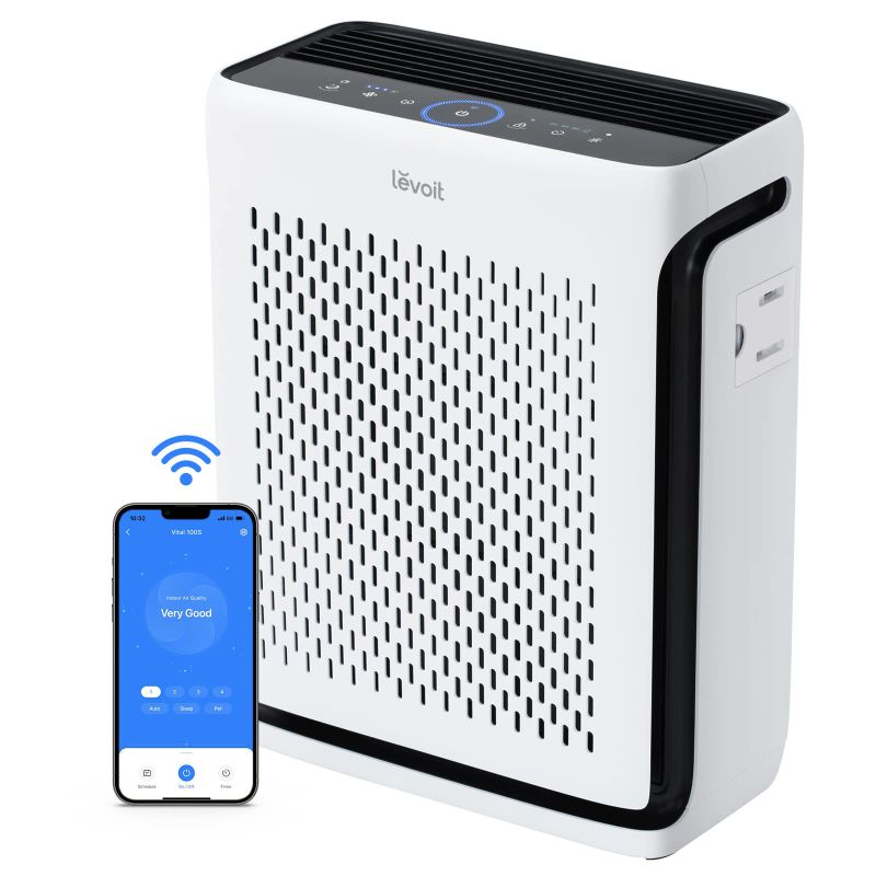 Photo 1 of LEVOIT Air Purifiers for Home Large Room Bedroom Up to 1110 Ft² with Air Quality and Light Sensors, Smart WiFi, Washable Filters, H13 True HEPA Filter Removes 99.97% of Allergy, Pet Hair, Vital100S Smart Vital100S