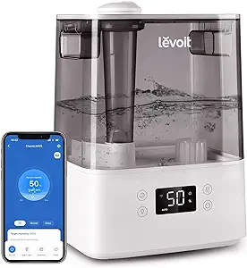 Photo 1 of Levoit Smart Humidifiers for Bedroom 6 L, Top-Fill Warm & Cool Mist Humidifier for Large Home | Plants | Baby, Intelliengent Humidity Monitor - E

