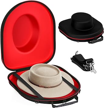 Photo 1 of Nisorpa Cowboy Hat Box Holder for Travel Portable Cowboy Hat Storage Organizer Hard Shell Cowboy Hat Case Protects up 2 Stetson Cowboy Hats with Adjustable Carry Strap
