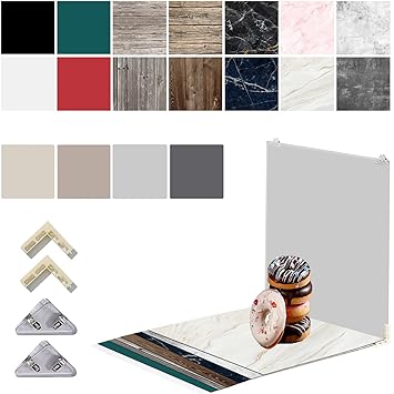 Photo 1 of 9PCS 18PCS Product Food Photography Background Boards with Papers, 24x24 Inch 2-in-1 Double Sided Flat Lay Photo Tabletop Backdrops Boards for Jewelry Cosmetics Makeup Props