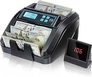 Photo 1 of MUNBYN IMC51 Money Counter Machine Count Value, Add+Batch Mode Bill Counter, UV/MG/IR Detection, USD only Cash Counter,1100 Bills/min, LCD Display, 2 Years Warranty (Black)