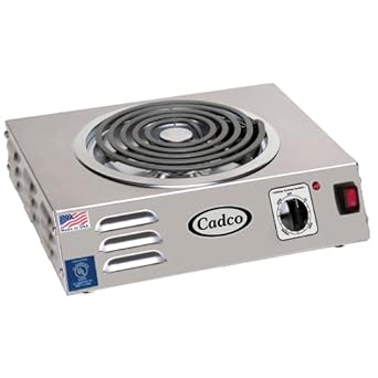 Photo 1 of Cadco CSR-3T 14" Electric Portable Countertop Hi-Power Hot Plate with One Tubular Burner, Stainless Steel, 220 Volts

