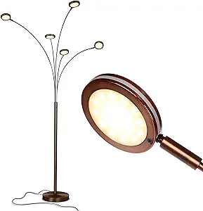 Photo 1 of Brightech Orion Arc Floor Lamp for Living Room, Tree Floor Lamp with 5 Adjustable Arms, Multi-Head Standing Lamp with Flexible Rotating LED Lights for Bedroom, Dorm - Bright Hanging Lighting - Bronze
