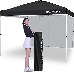 Photo 1 of Pop-up Portable Outdoor Canopy Tent 10'x10' Instant Gazebo, with 1 Sidewall, Carry Bag, Stakes, Ropes, for Outdoor/Beach/Patio/Wedding Parties and Commercial Events