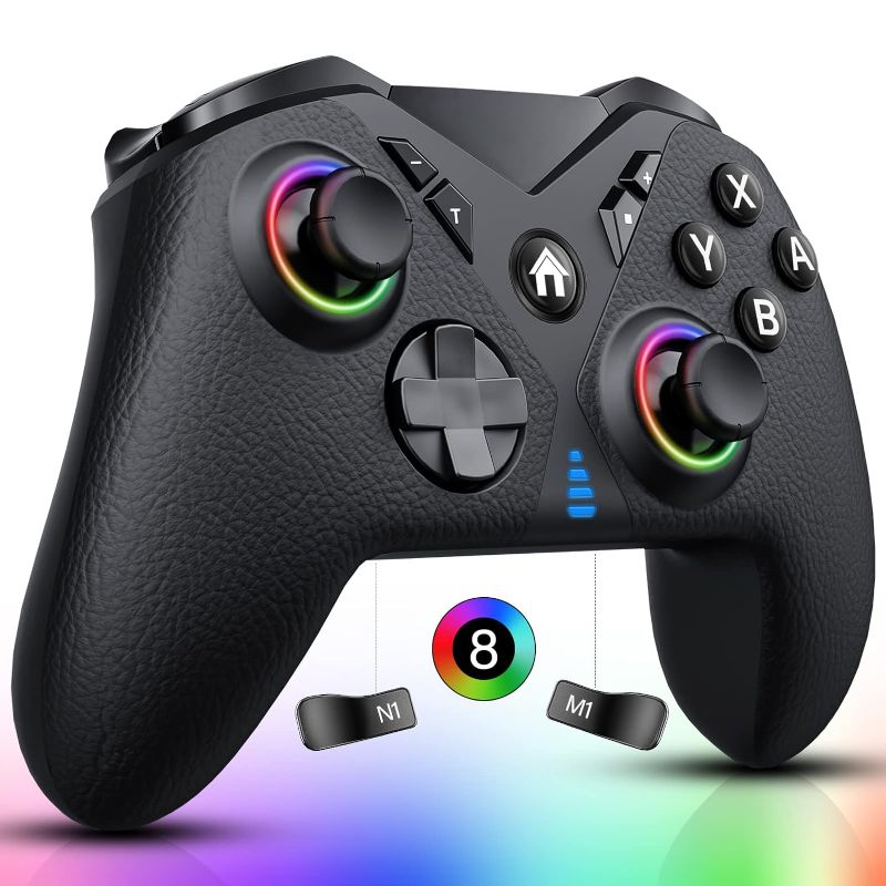 Photo 1 of Wireless Switch Pro Controller for Ninetendo Switch Controller/Switch Lite/OLED, Multi-Platform RGB Switch Controller for Windows PC iOS Android, Switch Remote Gamepad with LED Light/Programmable/Turbo/Wakeup/Motion Control 