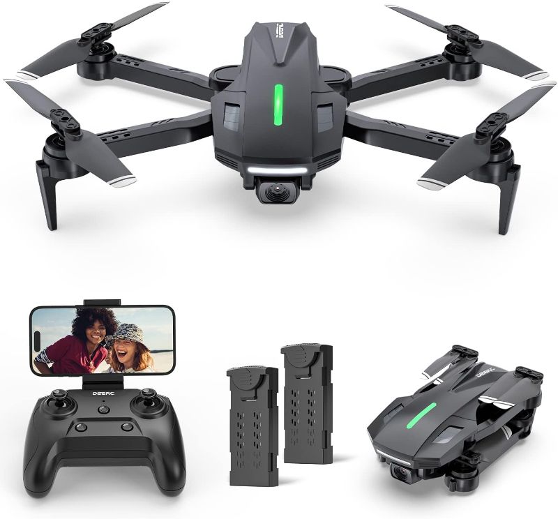 Photo 1 of Limited-time deal: DEERC Drone with Camera, D70 Drones with Camera for Adults 1080P HD, RC Quadcopter for Beginners with 2 Batteries, Kids Toy Easy to Play, Auto Hover, Voice Control, APP Control, 3D Flips 