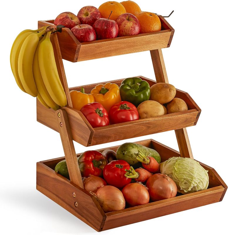 Photo 1 of NAGAWOOD Super Large Size Fruit Basket, Fruit Bowl, 3 Tier Fruit Basket for Kitchen, Fruit Stand Storage Holder, Heavy Duty/Large Capacity for Fruit, Vegetables and Home Kitchen Countertop Organizer 